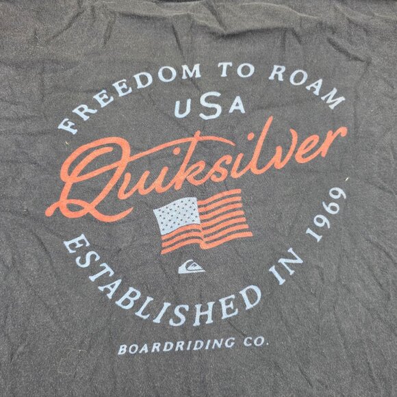 Quiksilver Freedom To Roam American Flag Mens Size 2XL Black Shirt Casual Walk - Picture 2 of 8